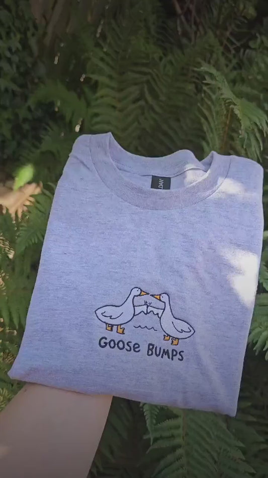 Embroidered Goose T-Shirt: Funny Pun Bird Humor, 100% Cotton