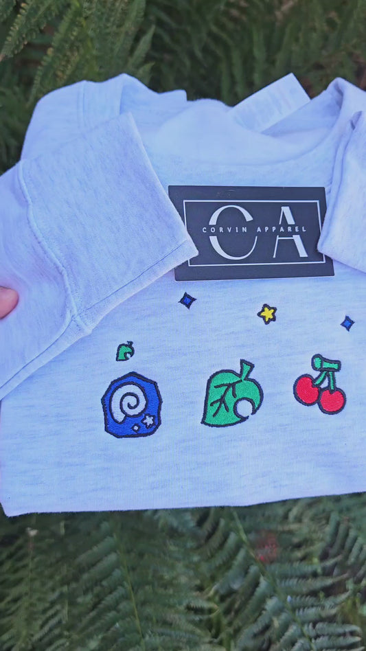 Cosy Island Life Embroidered Sweatshirt | Cottagecore Gaming Gift | Nature Crewneck