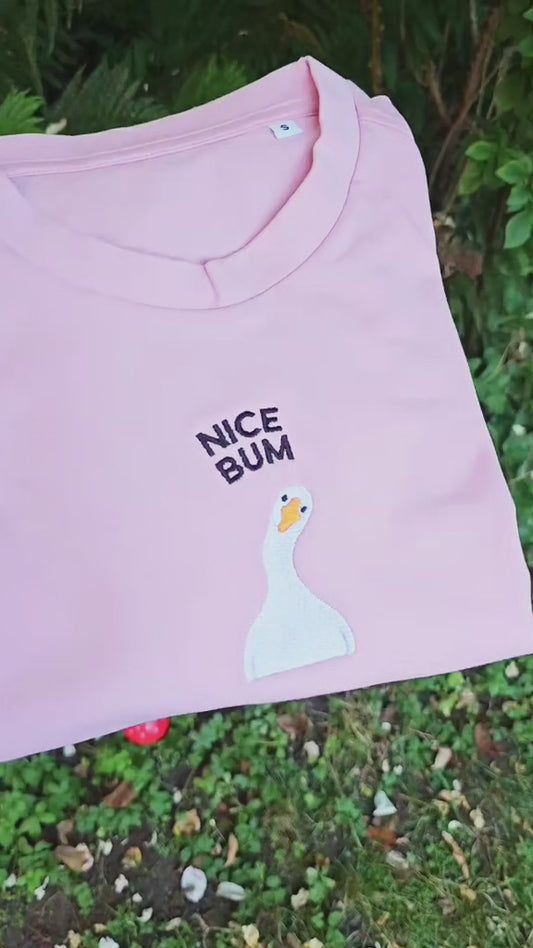 Nice Bum Embroidered T-shirt | Funny Goose Tee