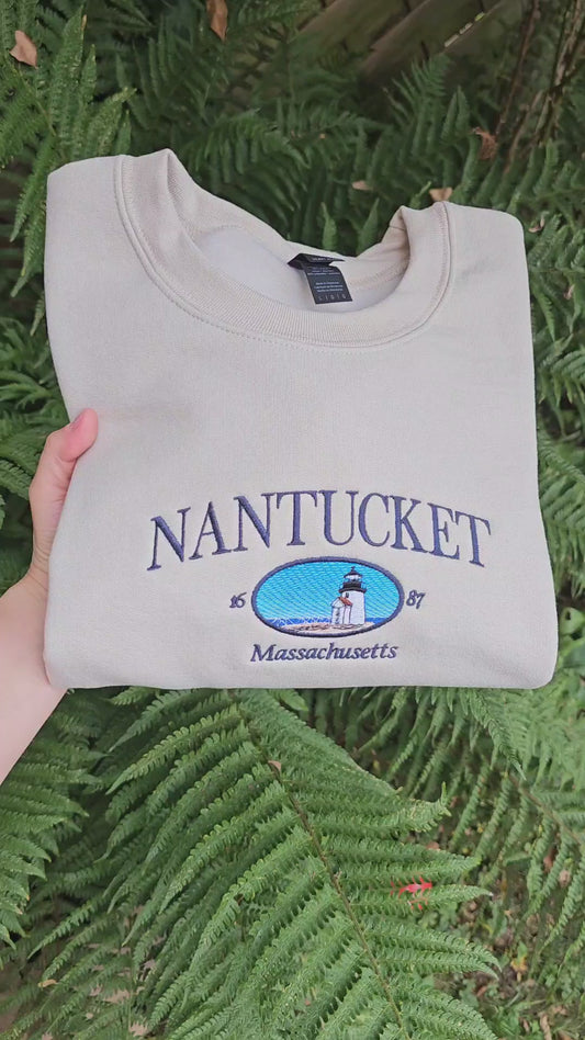 Nantucket Embroidered Sweatshirt | Coastal Crewneck Gift