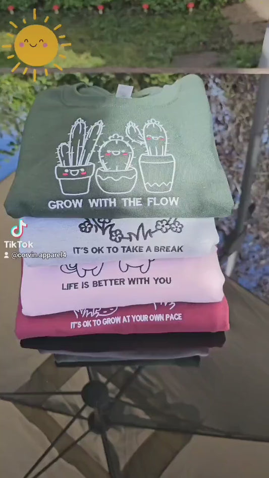 Kawaii Embroidered Sweatshirt | Motivational Jumper | Gift For Her