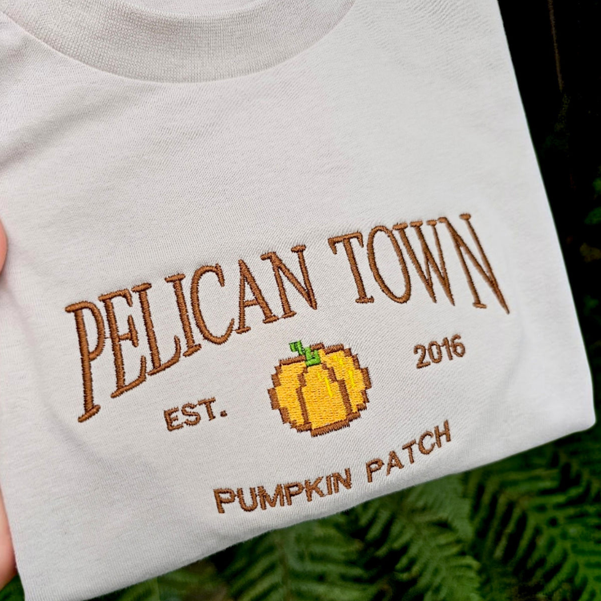Pelican Town Pumpkin Patch Embroidered T-shirt