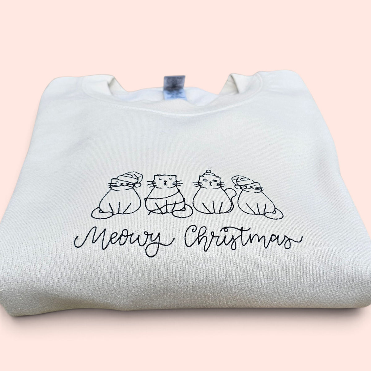 Meowry Christmas Embroidered Sweatshirt | Cute Christmas Gift | Cat Lover Gift