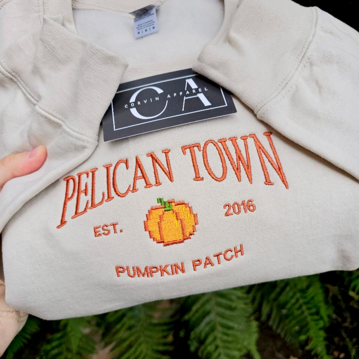 Pelican Town Pumpkin Patch Embroidered Sweatshirt | Cute Gaming Jumper