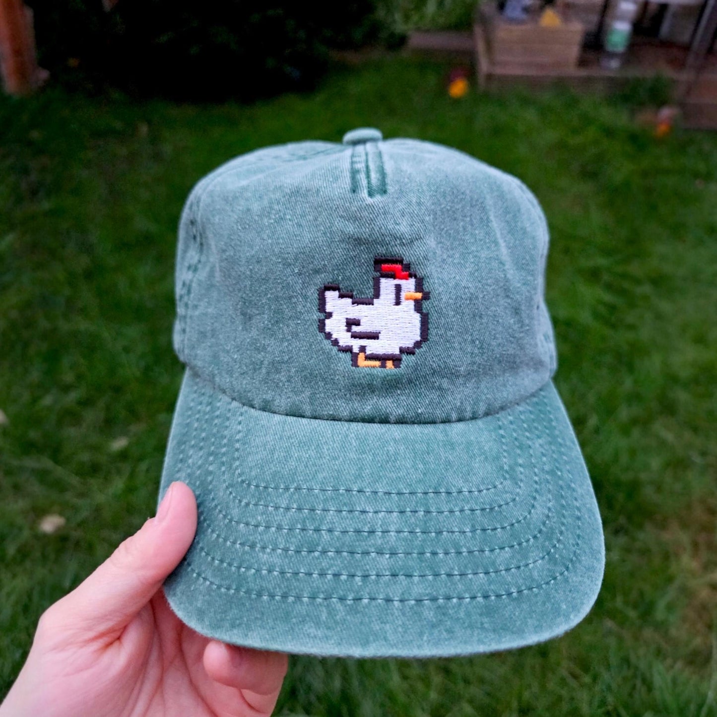 Pixel Chicken Embroidered Cap | Stardew Valley Inspired Gift | Farmer Gift