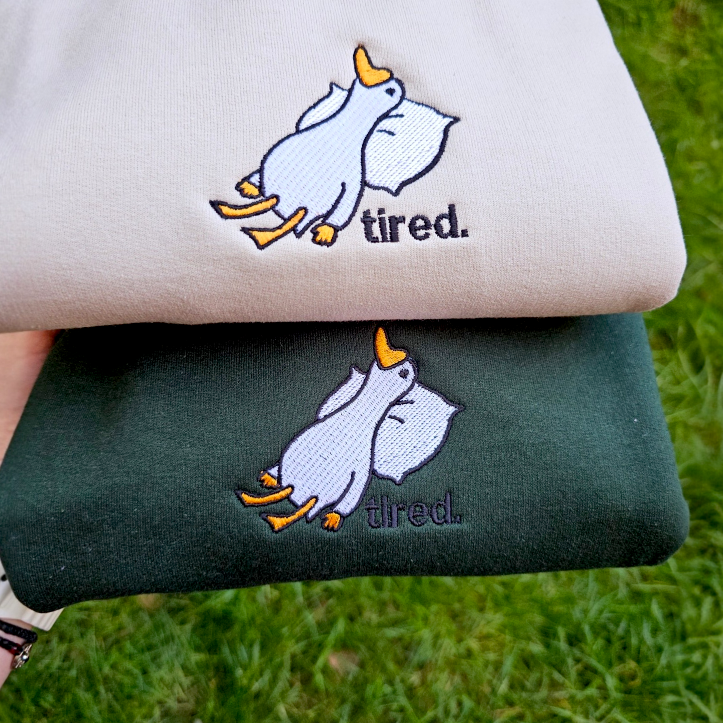 Tired Goose Embroidered Sweatshirt | Funny Goose Gift | Silly Goose Crewneck