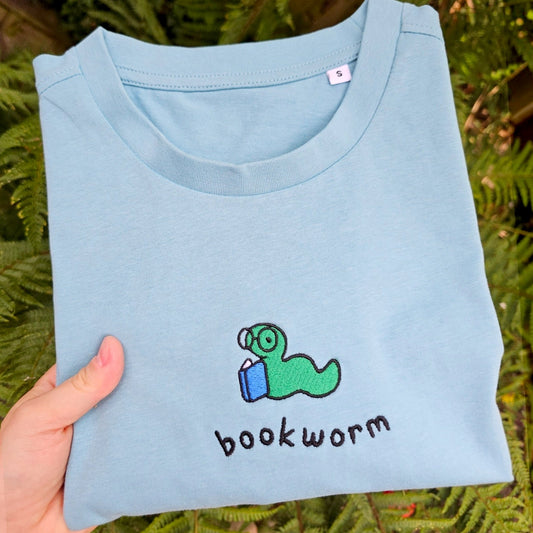 Bookworm Embroidered T-shirt | Bookish T-shirt | Book Lover Gift