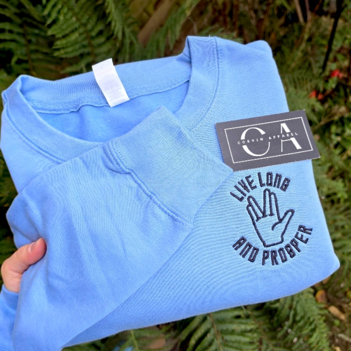 Live Long And Prosper Embroidered Sweatshirt | The Vulcan Salute Jumper