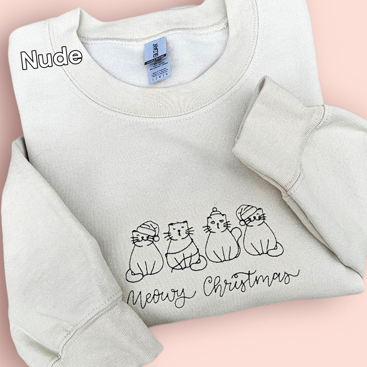 Meowry Christmas Embroidered Sweatshirt | Cute Christmas Gift | Cat Lover Gift