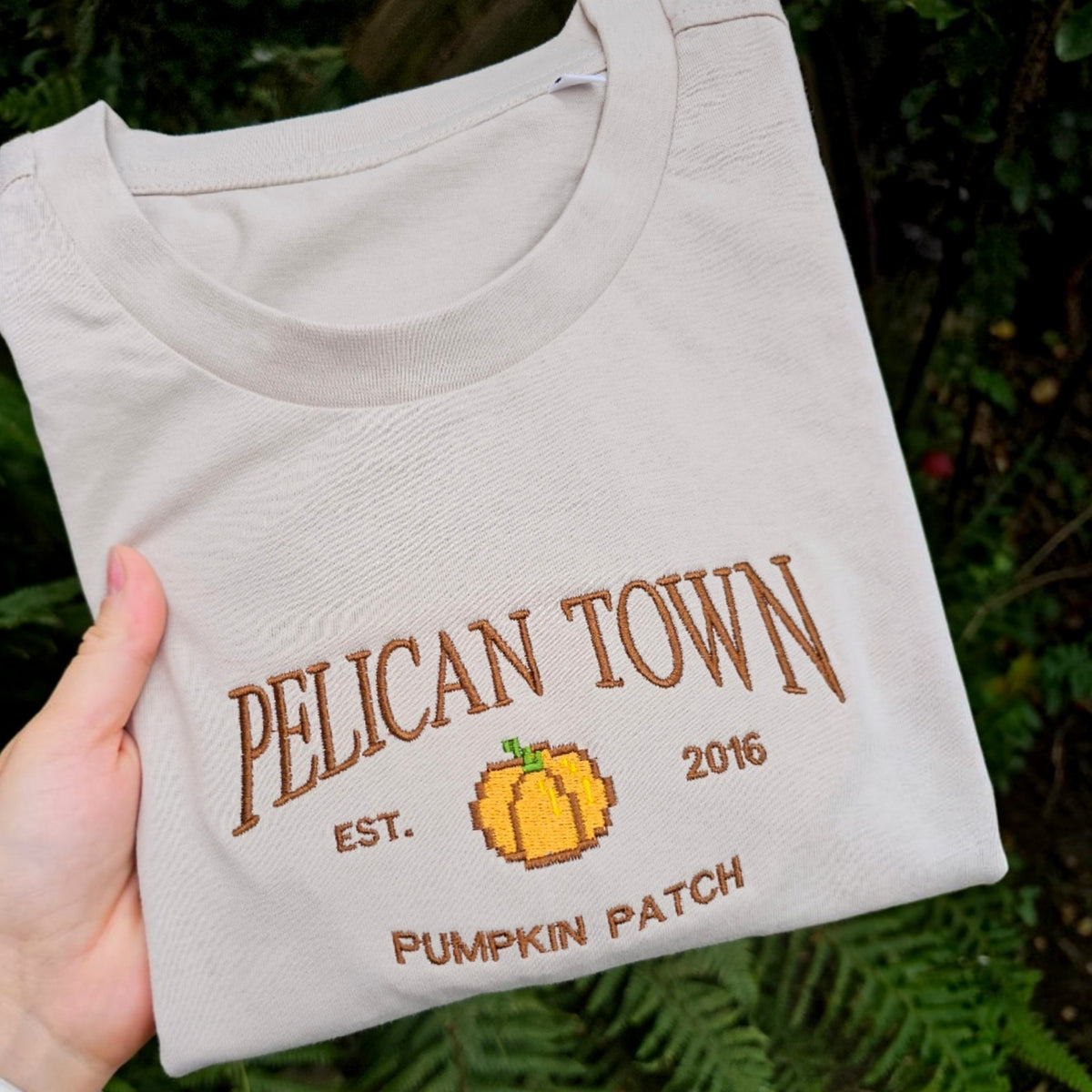 Pelican Town Pumpkin Patch Embroidered T-shirt