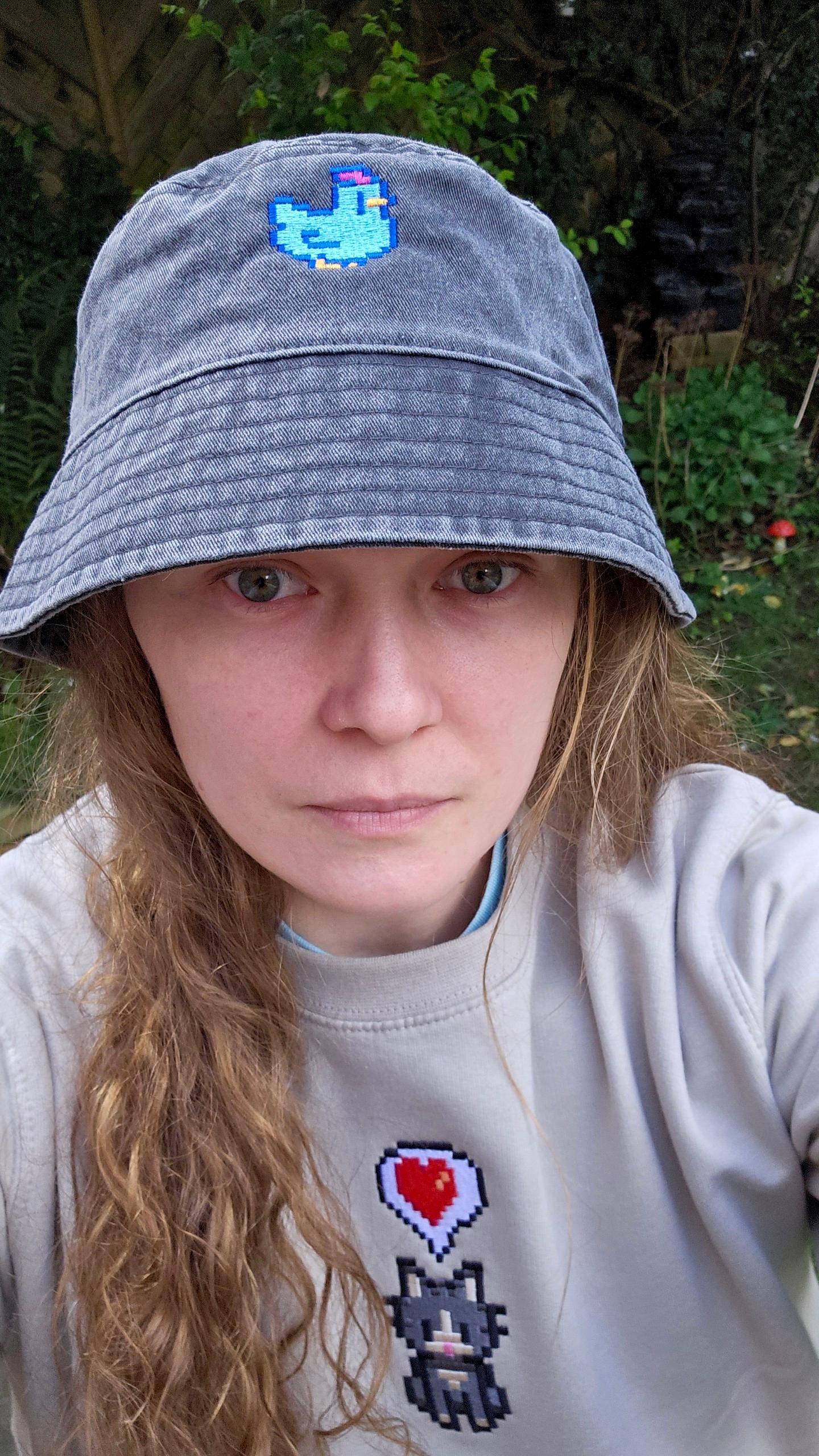 Pixel Chicken Embroidered Bucket Hat | Vintage Embroidered Hat