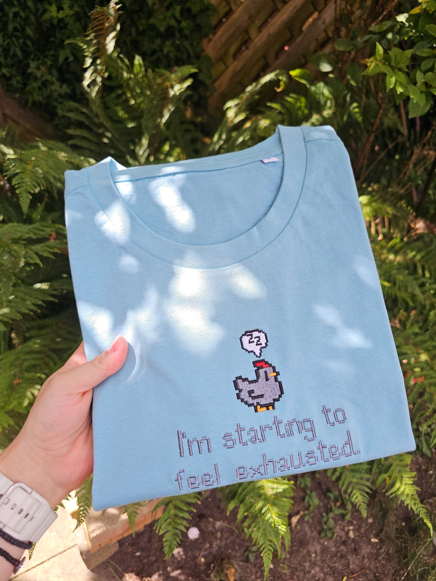 Embroidered Pixel Chicken T-Shirt, Soft Unisex Cotton Tee, Cosy Gamer Gift