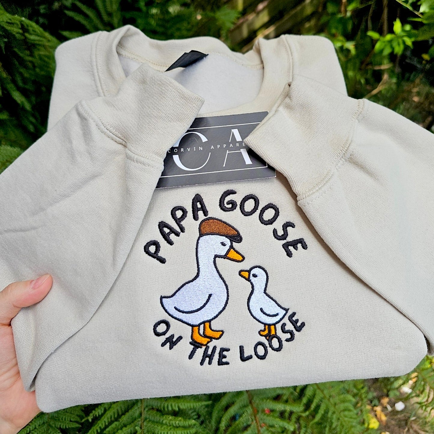 Papa Goose On The Loose Embroidered Sweatshirt | Dad Gifts