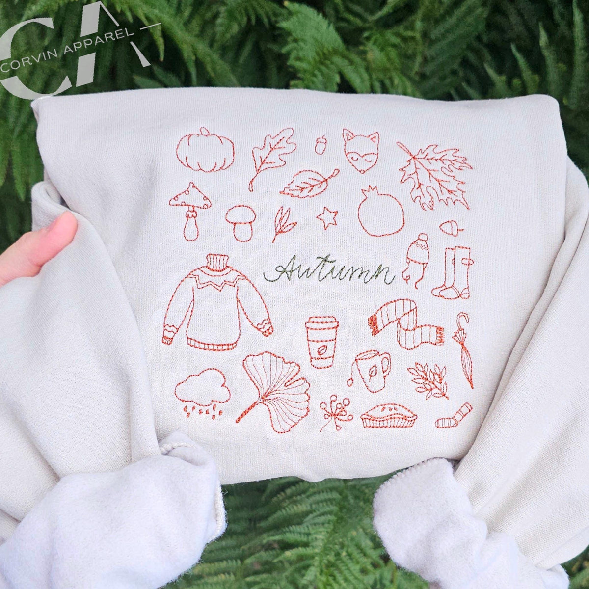 Autumn Embroidered Sweatshirt | Cute Autumn Jumper |