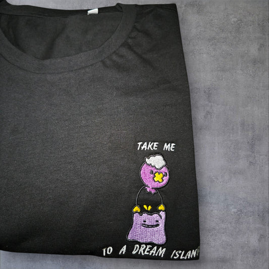 Ditto and Drifloon Left Chest Embroidered T-shirt