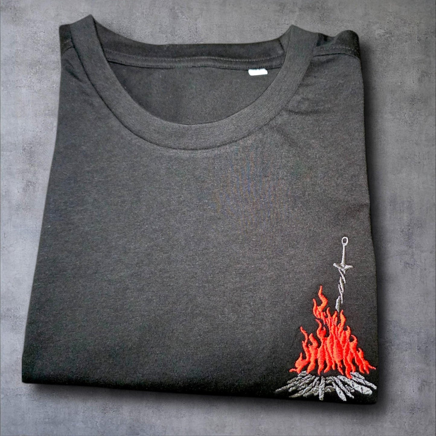 Dark Souls Bonfire Embroidered T-shirt | Gaming Top