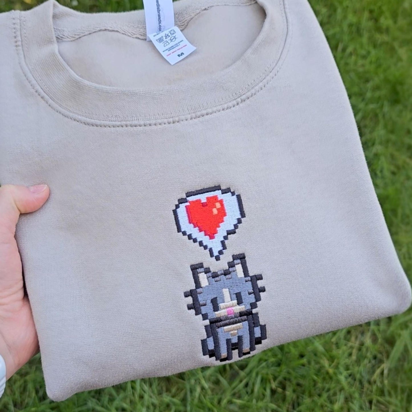 SDV Pixel Cat Embroidered Sweatshirt | Cute  Cat Lover Gift | Gaming Jumper