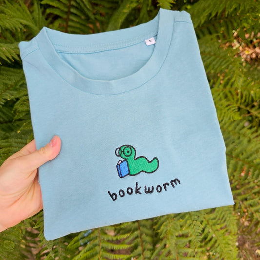 Bookworm Embroidered T-shirt | Bookish T-shirt | Book Lover Gift