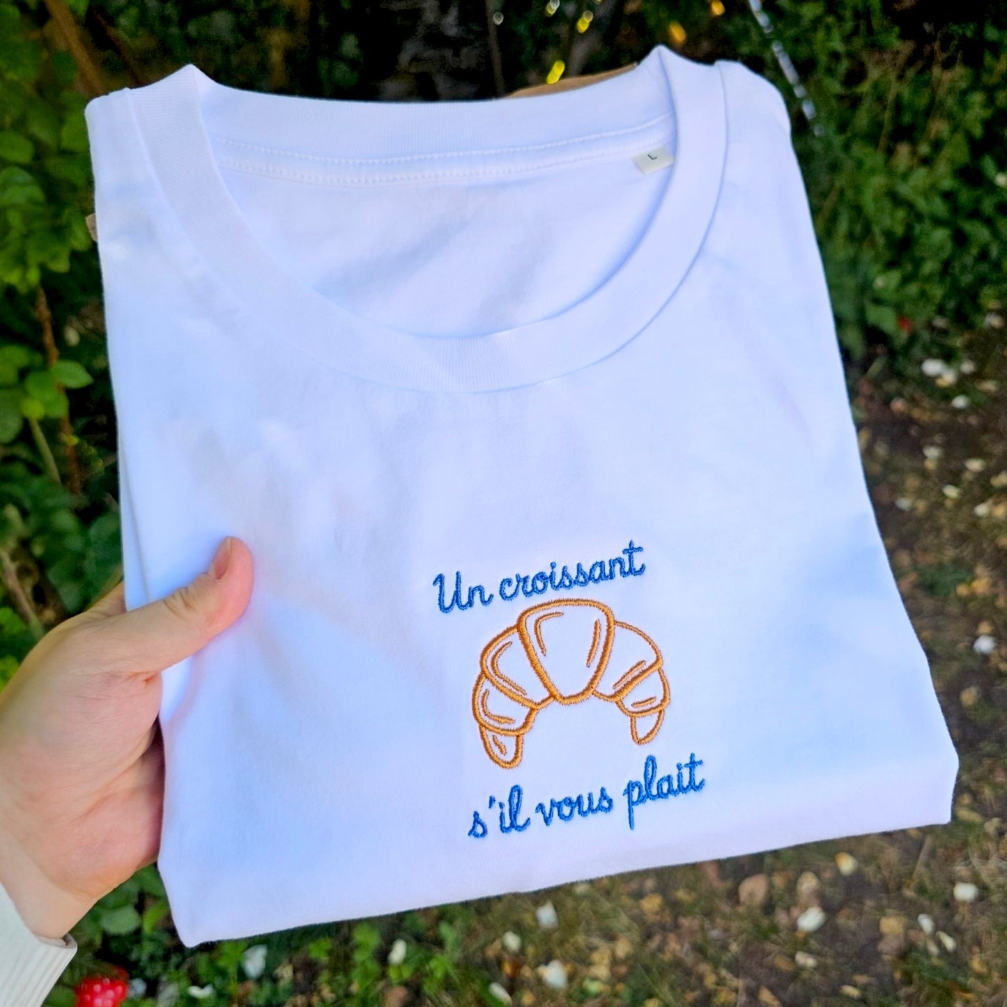 French Croissant Embroidered T-shirt