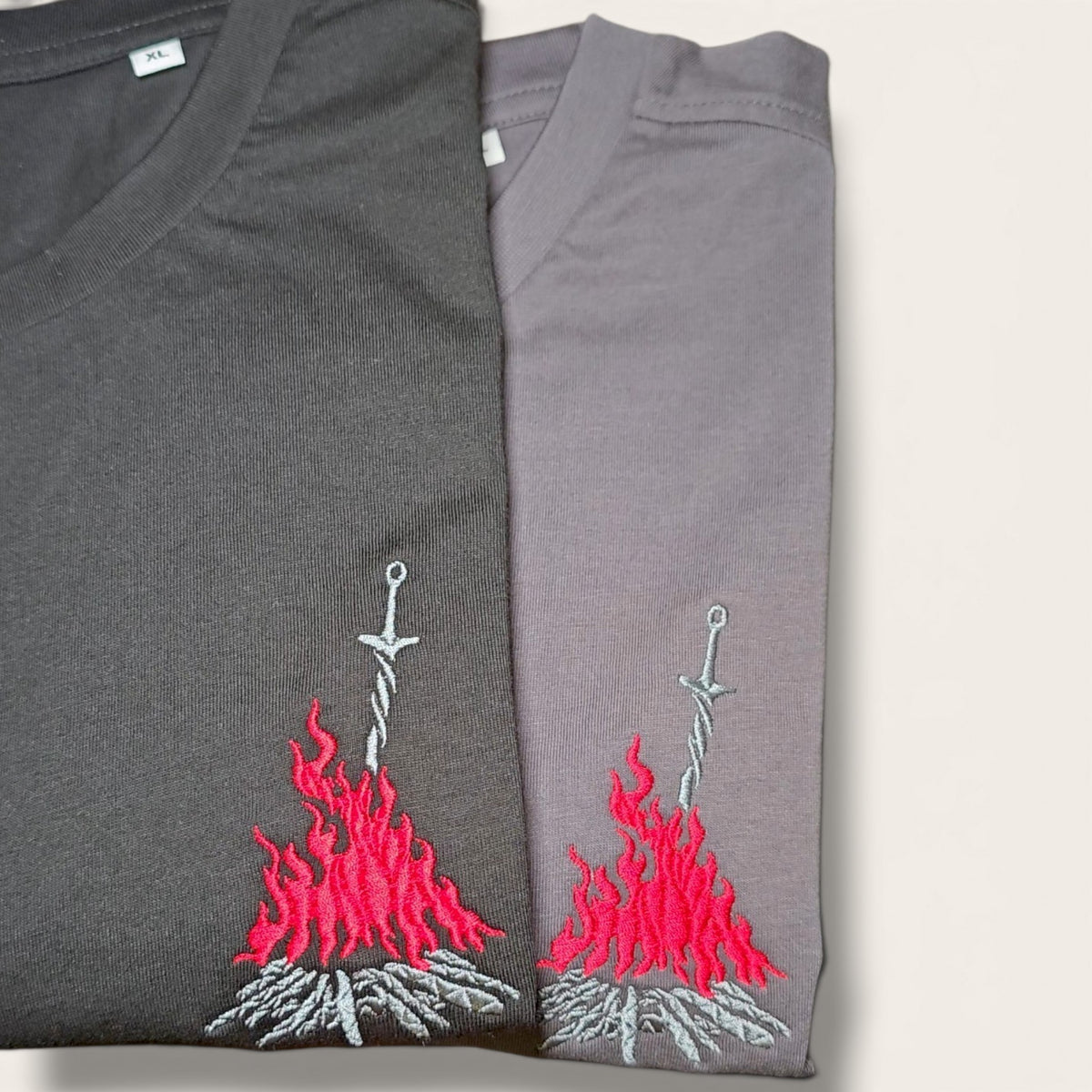 Dark Souls Bonfire Embroidered T-shirt | Gaming Top