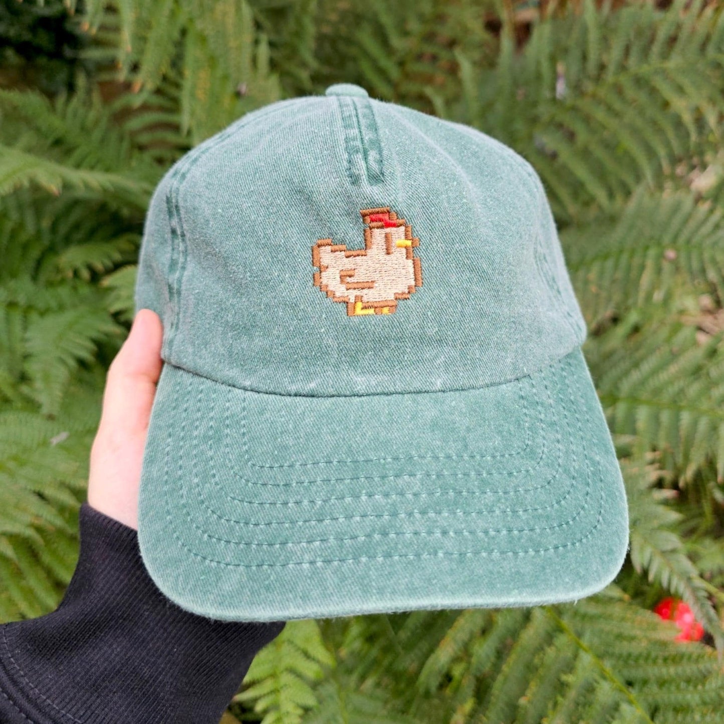 Pixel Chicken Embroidered Cap | Stardew Valley Inspired Gift | Farmer Gift