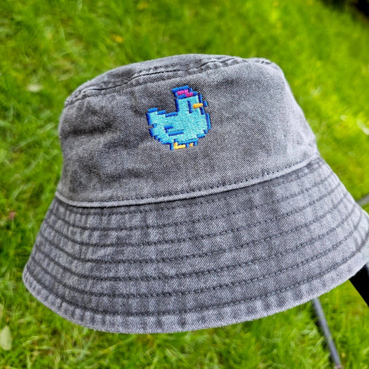 Pixel Chicken Embroidered Bucket Hat | Vintage Embroidered Hat