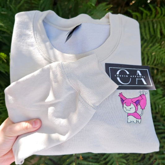 Cute Kawaii Embroidered Sweatshirt | Cat Lovers Jumper