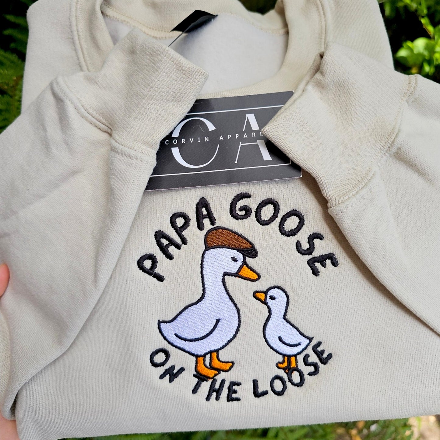 Papa Goose On The Loose Embroidered Sweatshirt | Dad Gifts