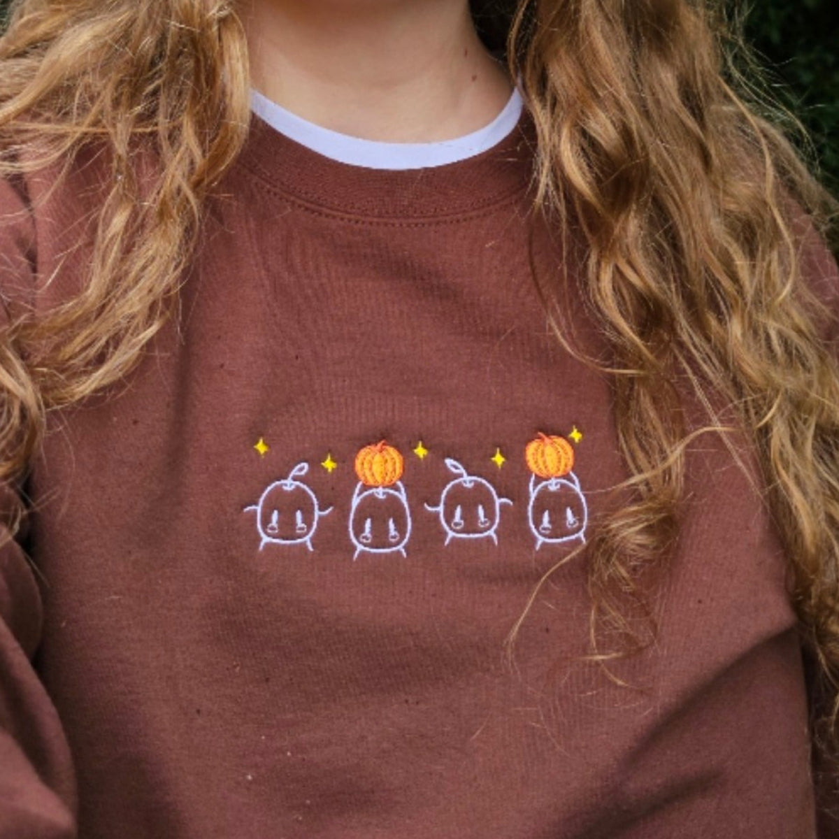 Junimo Pumpkin Embroidered Sweatshirt | Cute Gaming Jumper