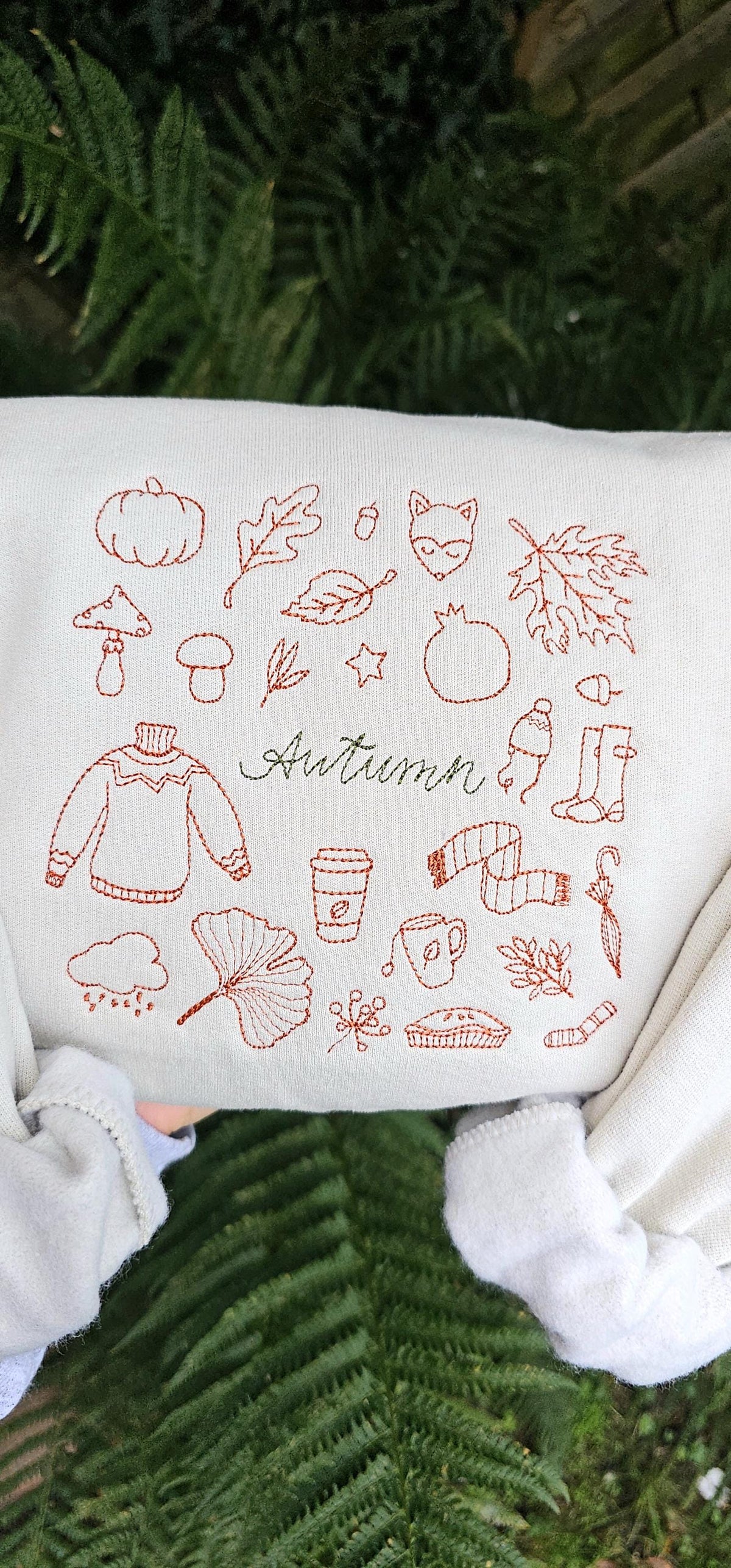 Autumn Embroidered Sweatshirt | Cute Autumn Jumper |
