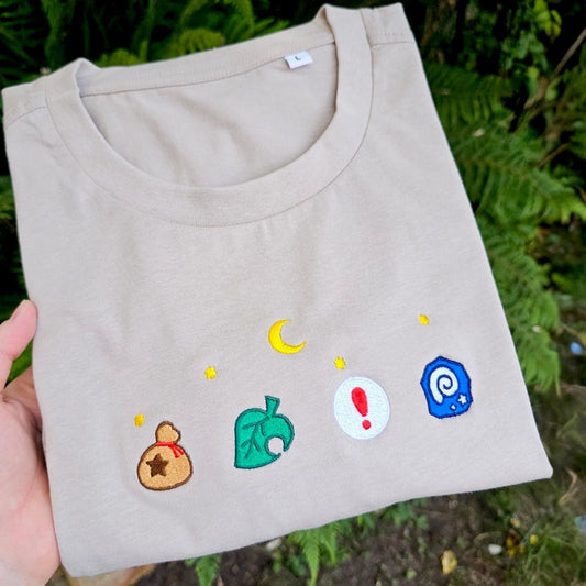Cozy Island Life Left Chest Embroidered T-shirt | Cute Cottagecore Gaming Tee