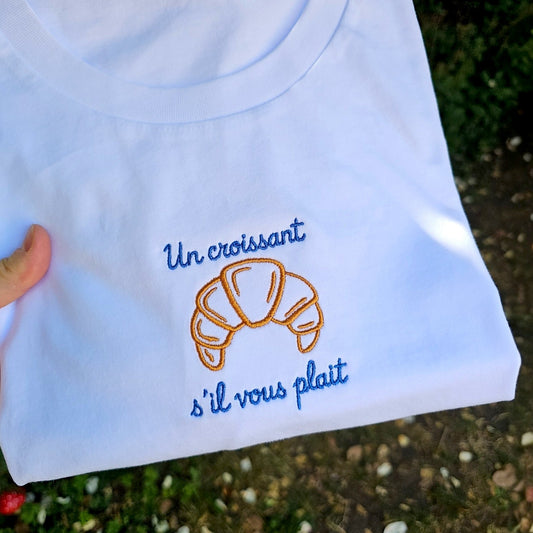 French Croissant Embroidered T-shirt