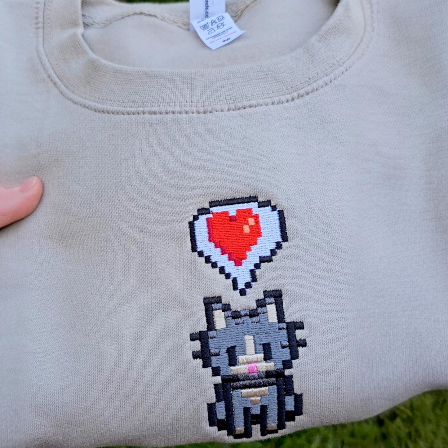 SDV Pixel Cat Embroidered Sweatshirt | Cute  Cat Lover Gift | Gaming Jumper
