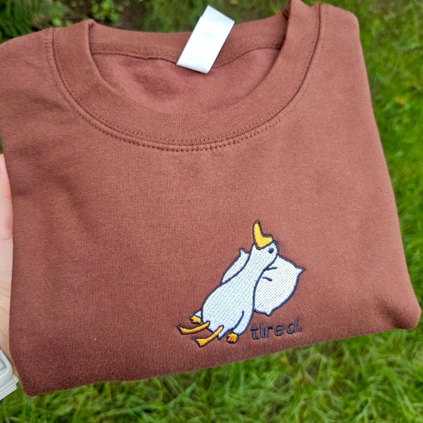 Tired Goose Embroidered Sweatshirt | Funny Goose Gift | Silly Goose Crewneck