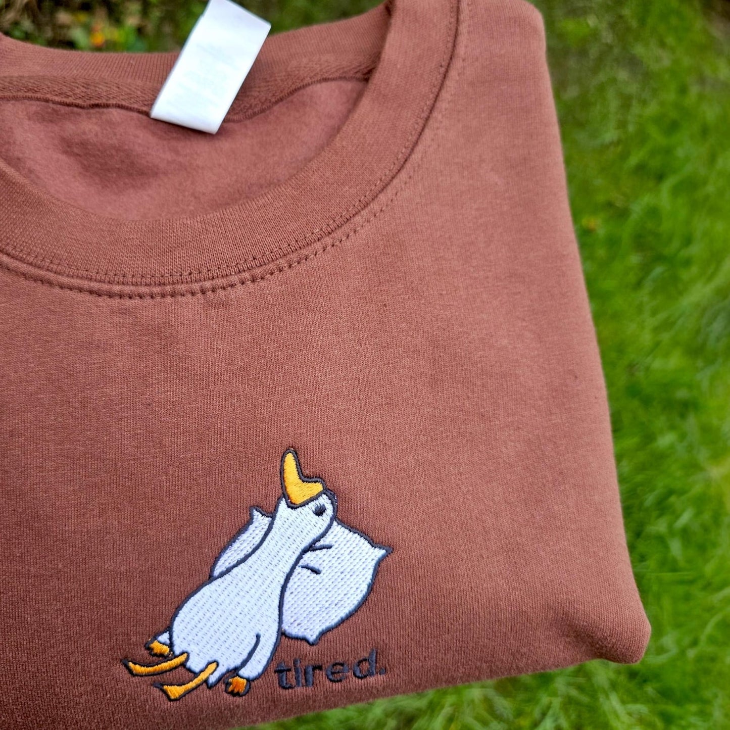 Tired Goose Embroidered Sweatshirt | Funny Goose Gift | Silly Goose Crewneck
