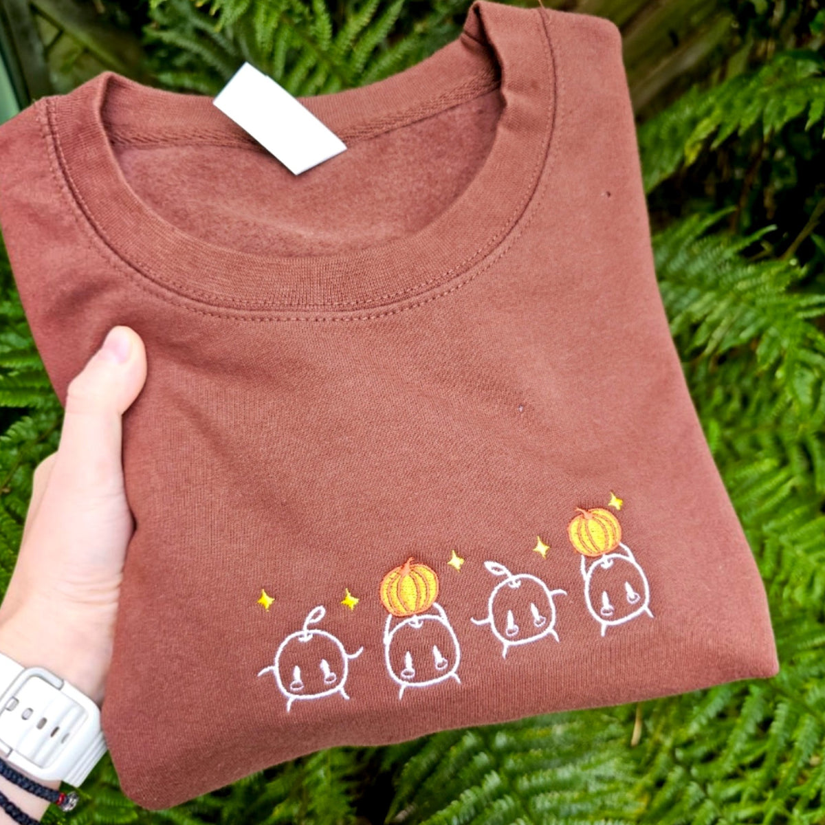 Junimo Pumpkin Embroidered Sweatshirt | Cute Gaming Jumper