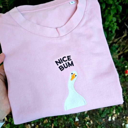 Nice Bum Embroidered T-shirt | Funny Goose Tee