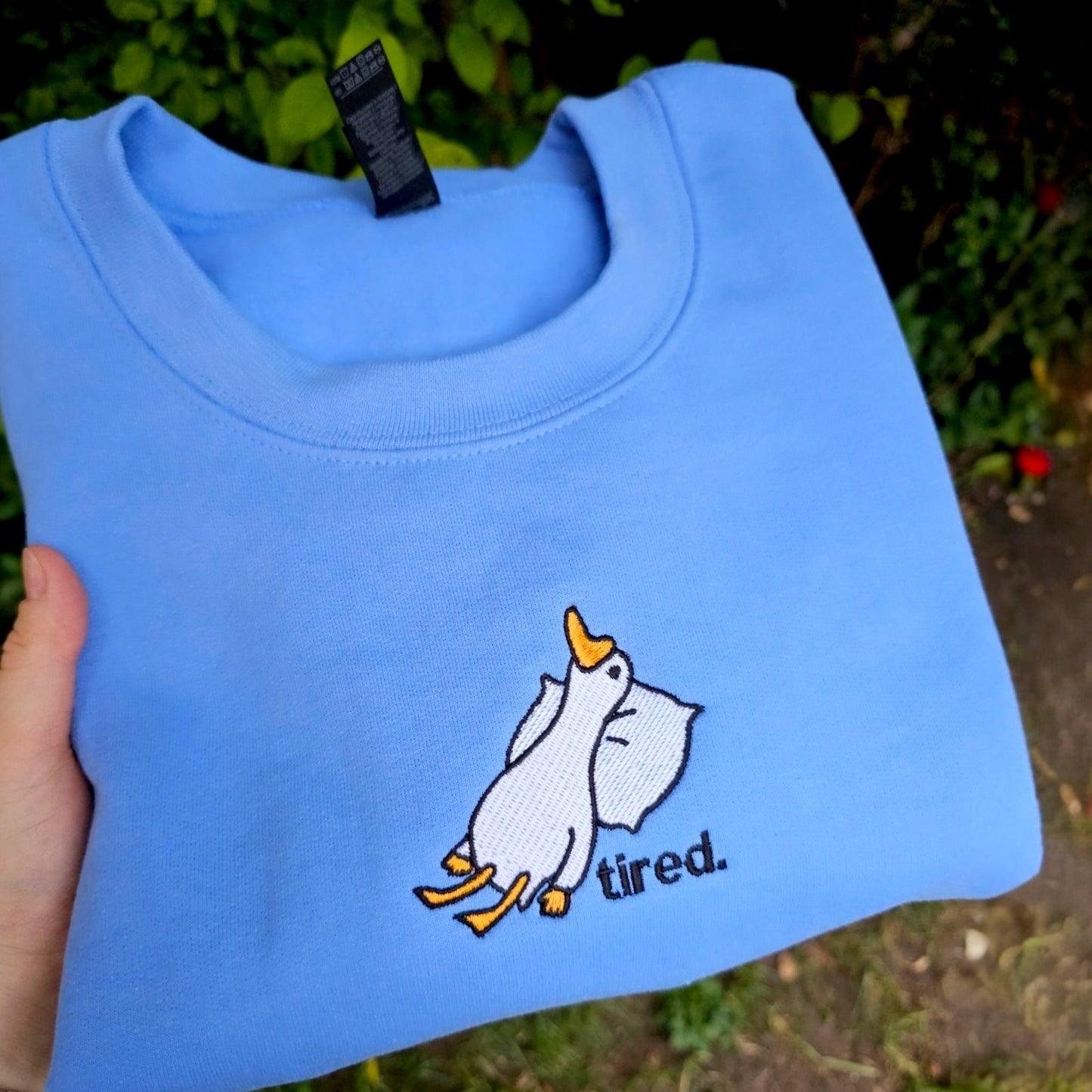 Tired Goose Embroidered Sweatshirt | Funny Goose Gift | Silly Goose Crewneck