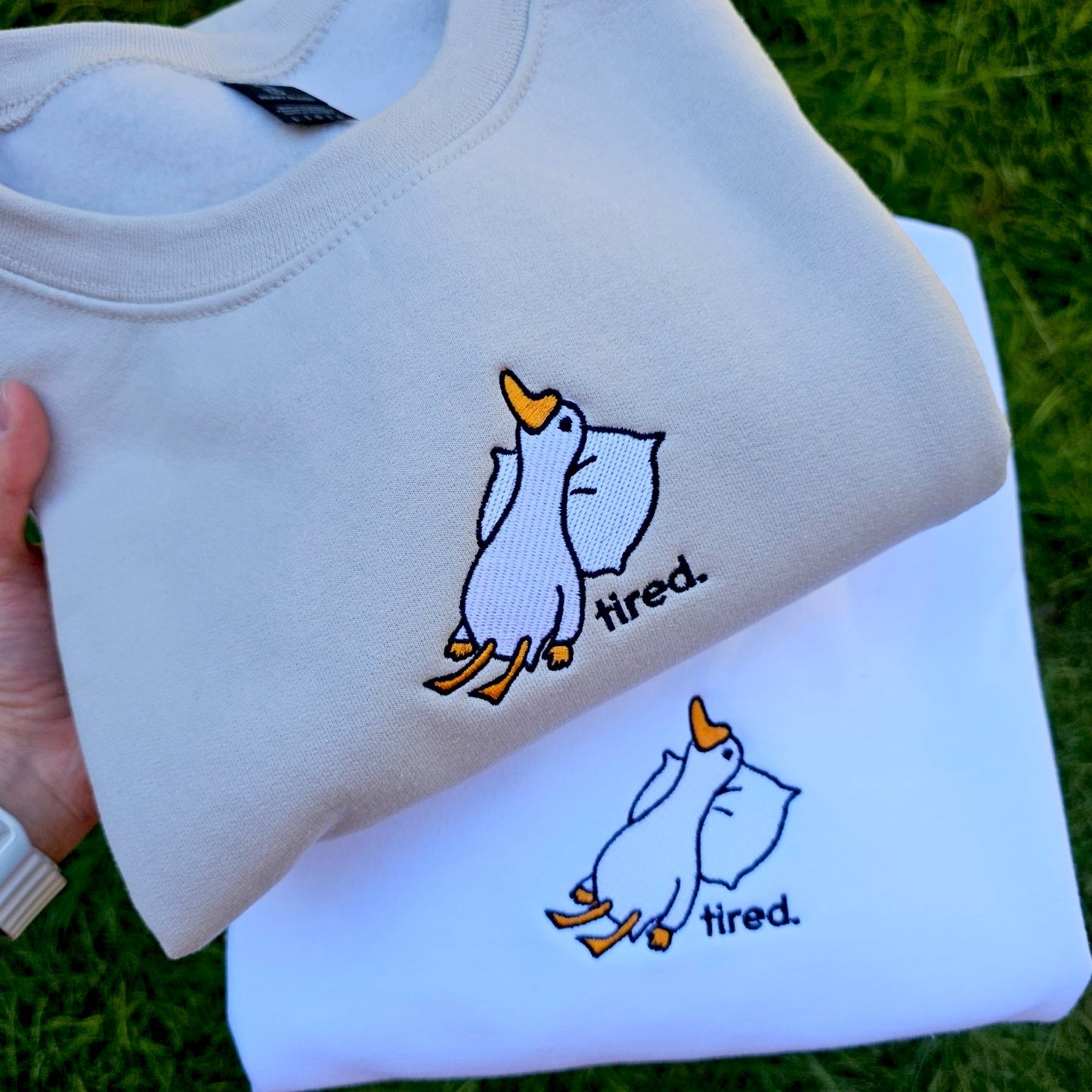 Tired Goose Embroidered Sweatshirt | Funny Goose Gift | Silly Goose Crewneck