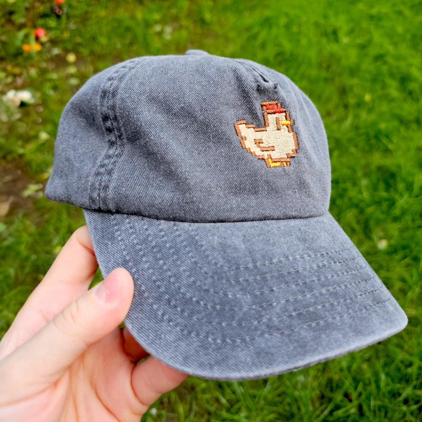 Pixel Chicken Embroidered Cap | Stardew Valley Inspired Gift | Farmer Gift