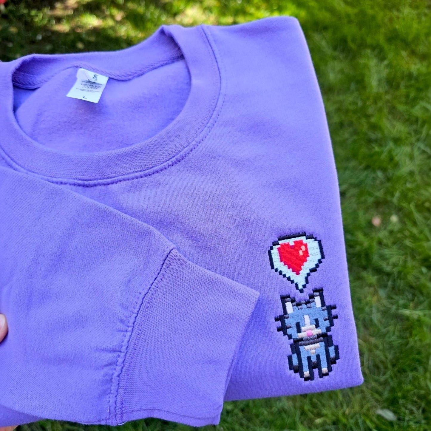 Cosy Farm Life Embroidered Cat Sweatshirt | Pixel Cat Jumper | Cottagecore Gaming Gift
