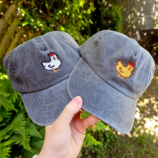 Pixel Chicken Embroidered Cap | Stardew Valley Inspired Gift | Farmer Gift