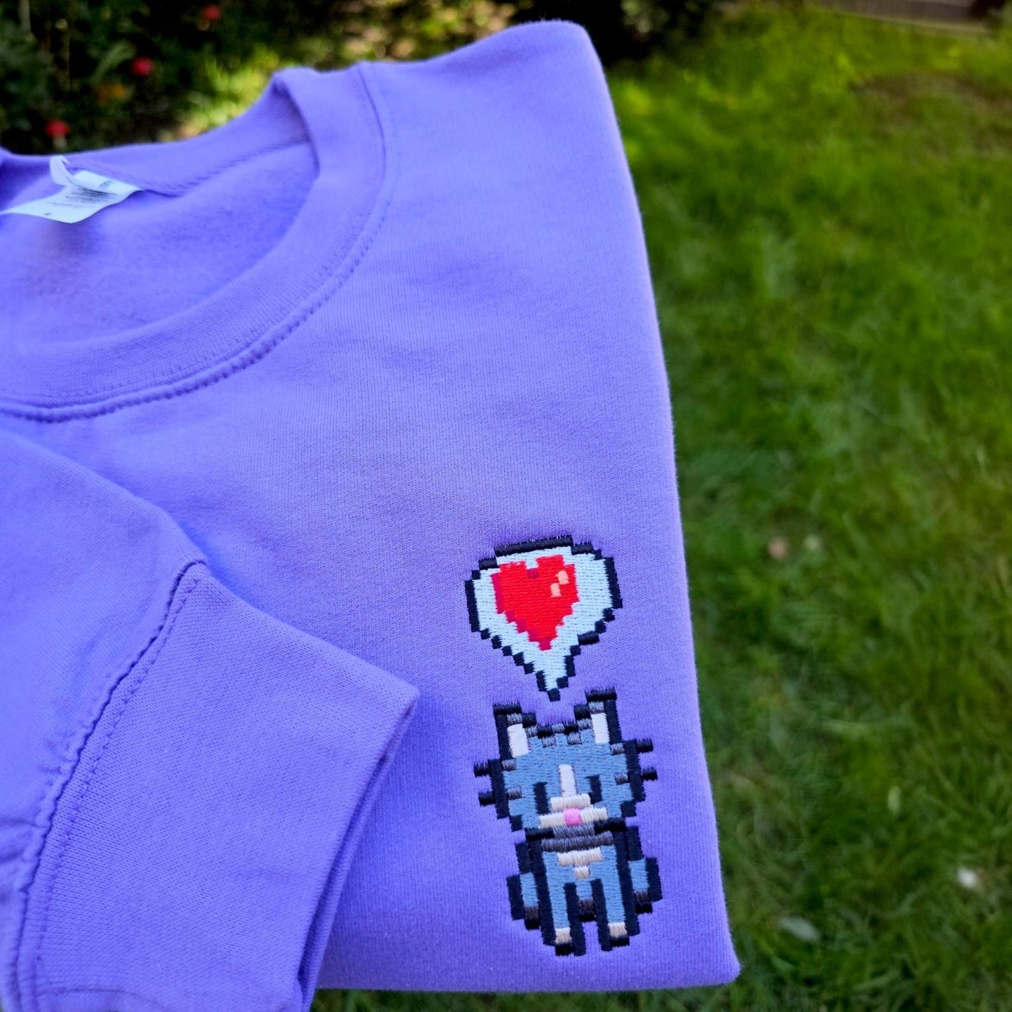 Cosy Farm Life Embroidered Cat Sweatshirt | Pixel Cat Jumper | Cottagecore Gaming Gift