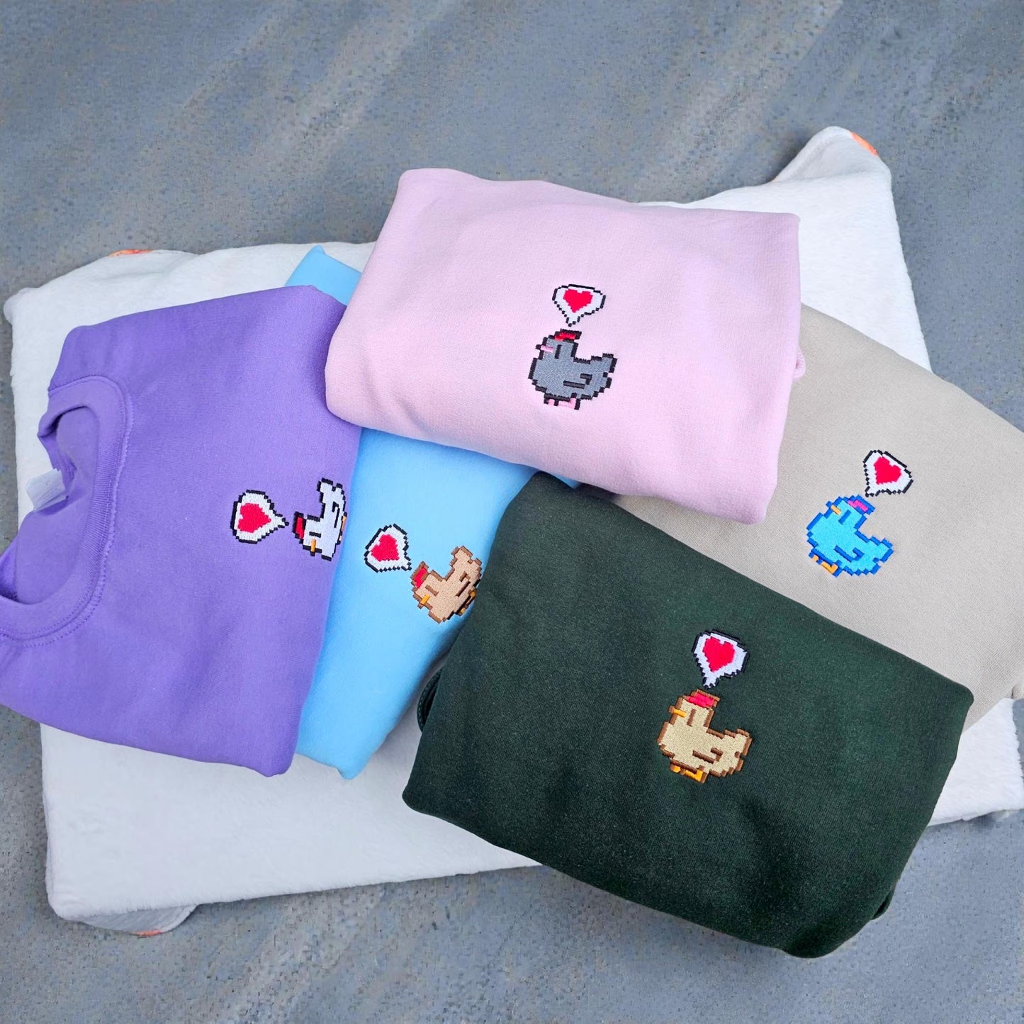 Embroidered Pixel Chicken Sweatshirt | Gamer Gift | Gaming Jumper