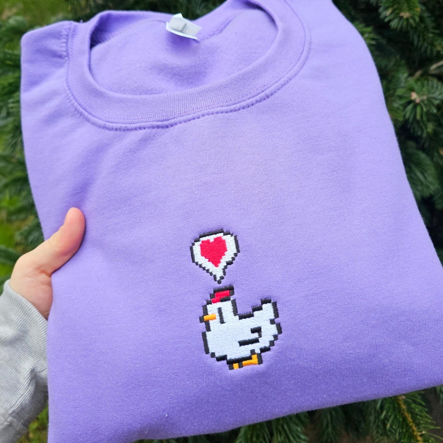 Embroidered Pixel Chicken Sweatshirt | Gamer Gift | Gaming Jumper