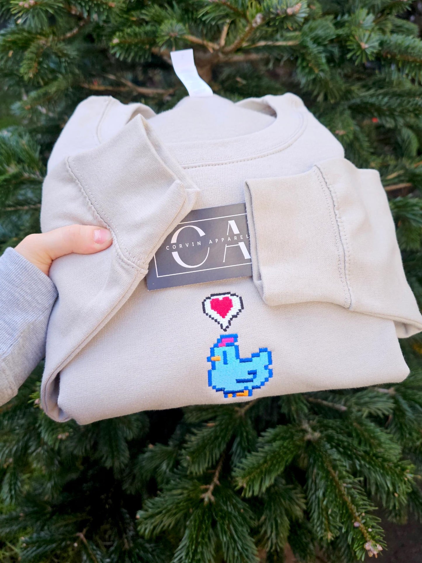 Embroidered Pixel Chicken Sweatshirt | Gamer Gift | Gaming Jumper