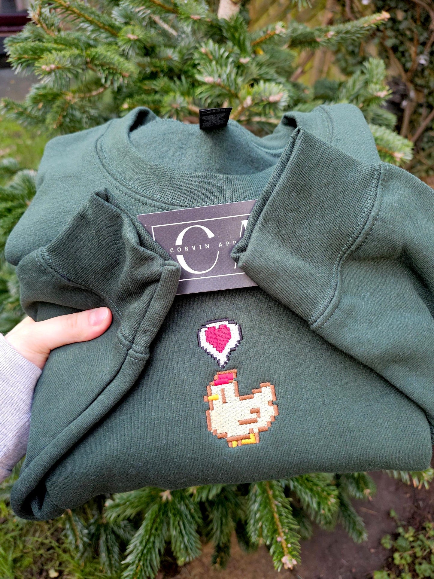 Embroidered Pixel Chicken Sweatshirt | Gamer Gift | Gaming Jumper