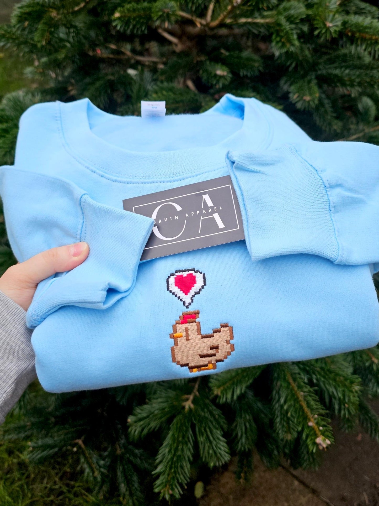 Embroidered Pixel Chicken Sweatshirt | Gamer Gift | Gaming Jumper