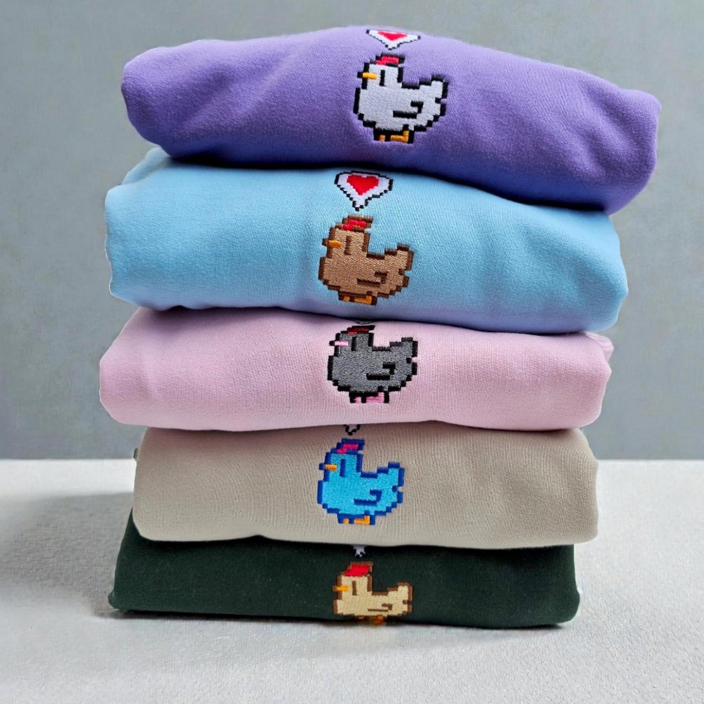 Embroidered Pixel Chicken Sweatshirt | Gamer Gift | Gaming Jumper